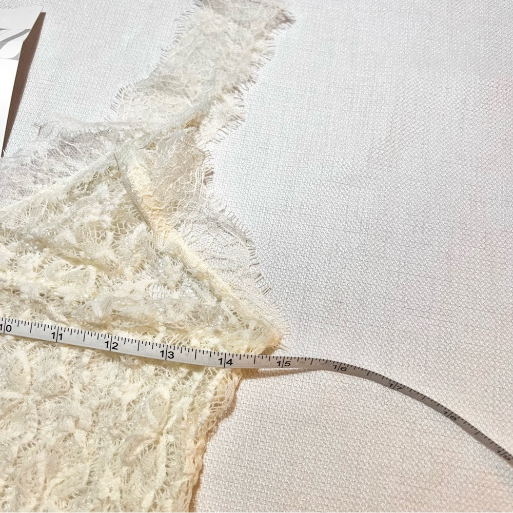 Zara Lace V-neck Semi-Sheer Midi Dress, Cream M NWT - Picture 12 of 16